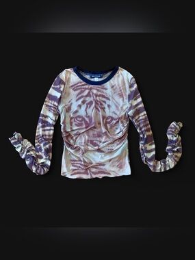 Soft Style Girls' Long Sleeve Tiger Face Top